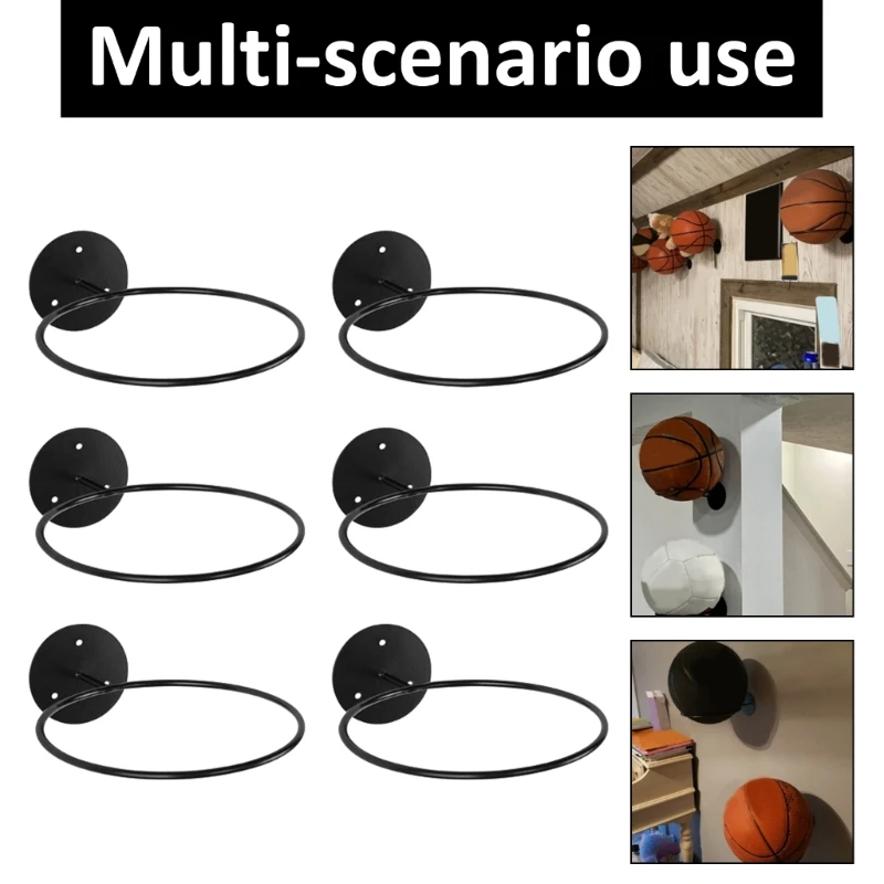 6Pcs Wall Mount Soccer Ball Holder Ball Storage Organizers for Display Volleyball Football Rack Basketball Organizers 24BD