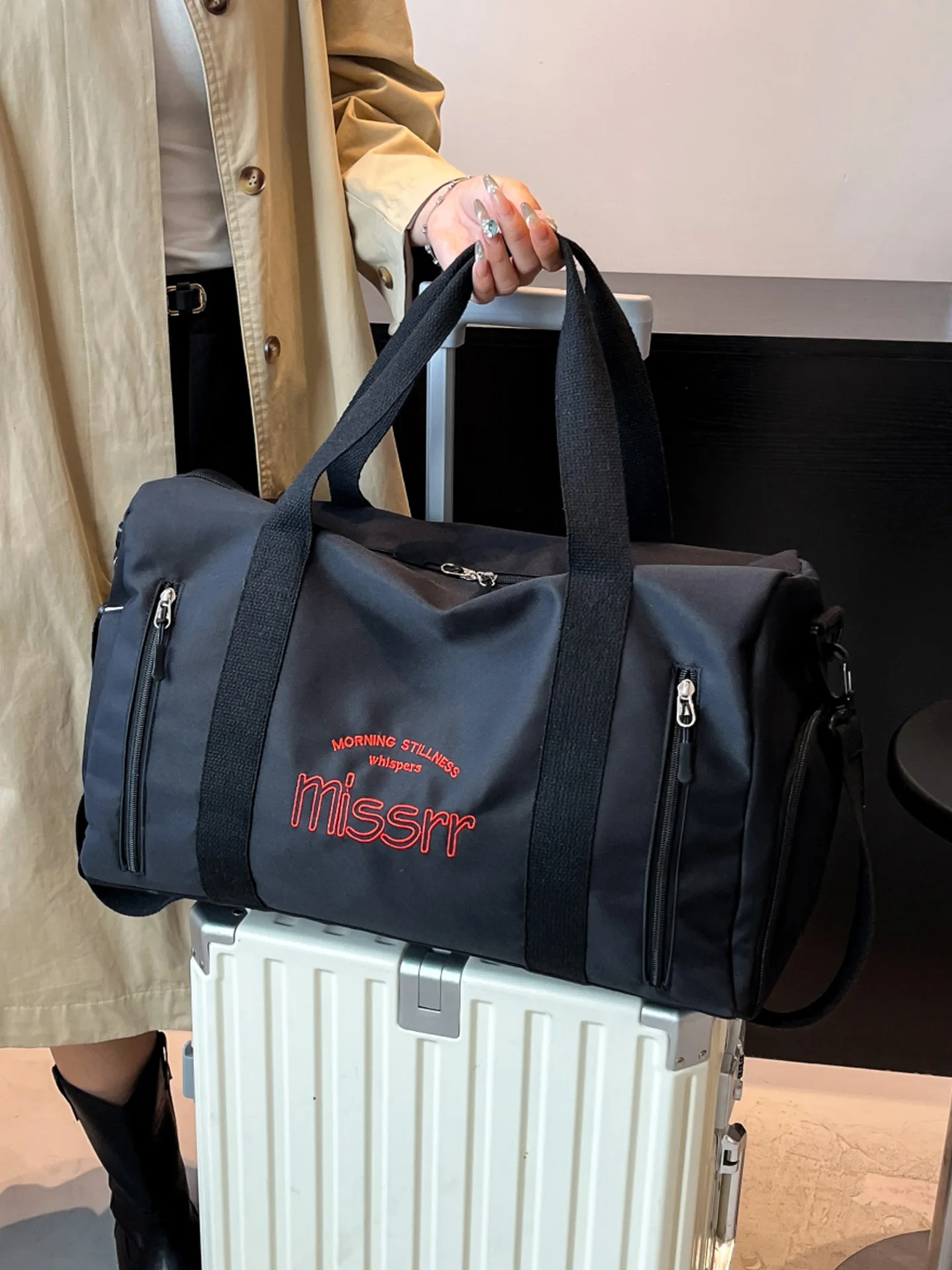 

Большая женская дорожная сумка-чехол для чемодана с разделением на сухое и влажное отделение, простой чехол для школьной сумки