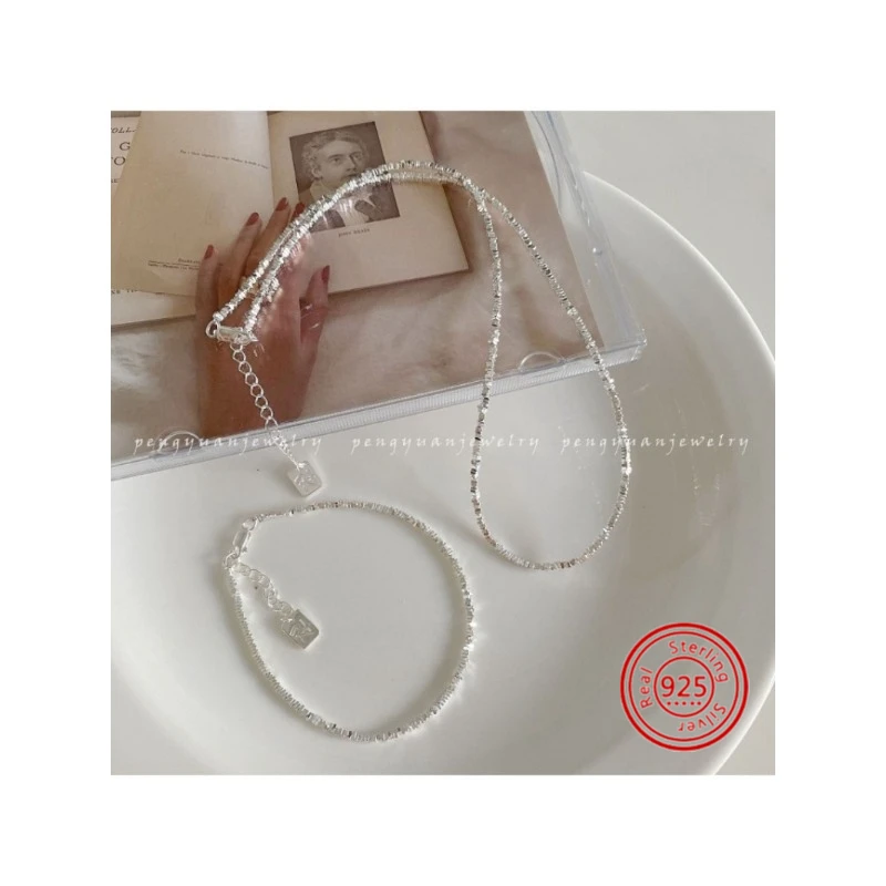 

Luxury High Quality Mini Triangle Fragmented Square 925 Sterling Silver Necklace Women's Jewelry Wedding Gift Box Birthday Gift