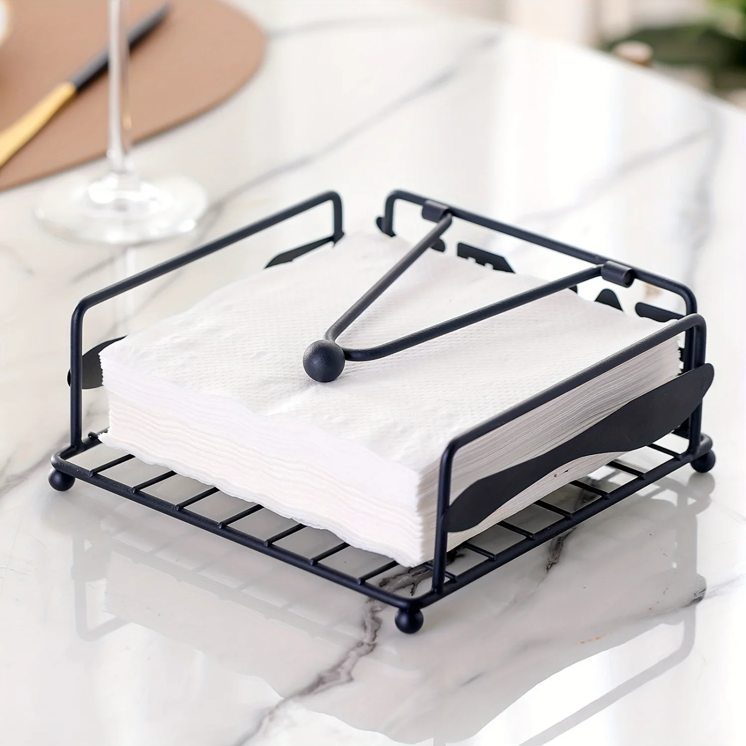 Cast Iron Tissue Holder, Napkin  Holder With Rounded Corner Design, Durable Desk Organizer For  & Office, Kitchen Table Decor