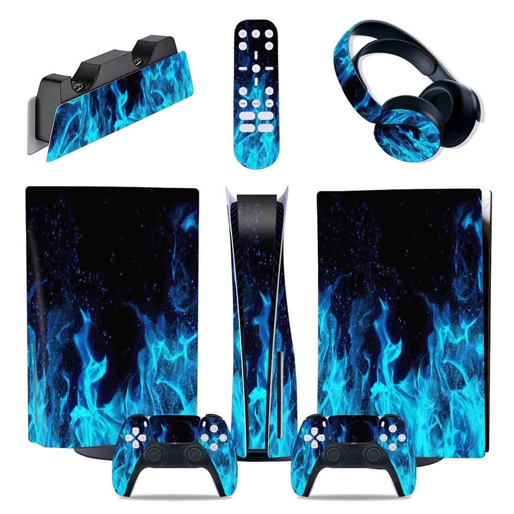 

Five in One Full Skins Compatible with Ps5 Console Controller Disc Edition, Vinyl Decal Stickers for Ps5 Console Disc Edition