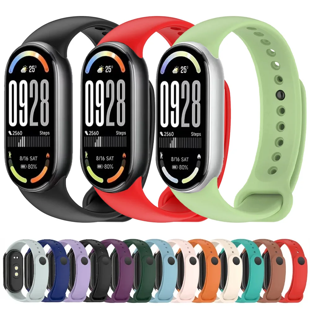 Official Sports Silicone Strap For Xiaomi Mi Band 10 9 8 Smartwatch Watchband Bracelet For Mi Band 8 9 10 Wristband Accessories
