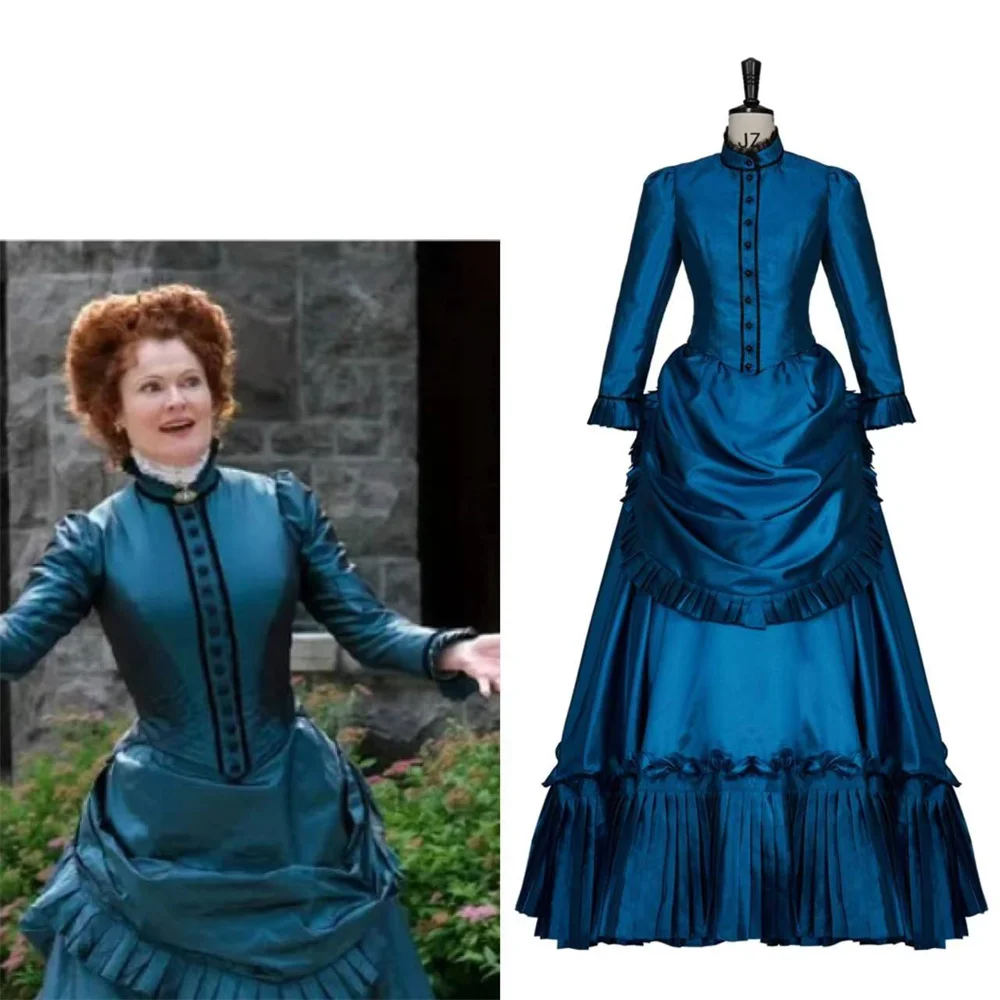 

Ghosts Hetty Cosplay Costume Women Blue Victorian Bustle Dress Vintage Gothic Bustle Gown