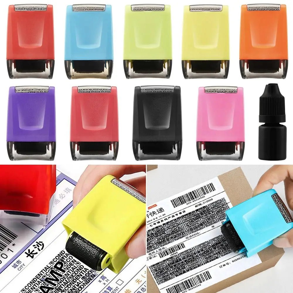 Security Stamp Roller Privacy Seal Roller Cover Eliminator Seal Portable Self-Inking Identity Theft Protection Roller Stamp