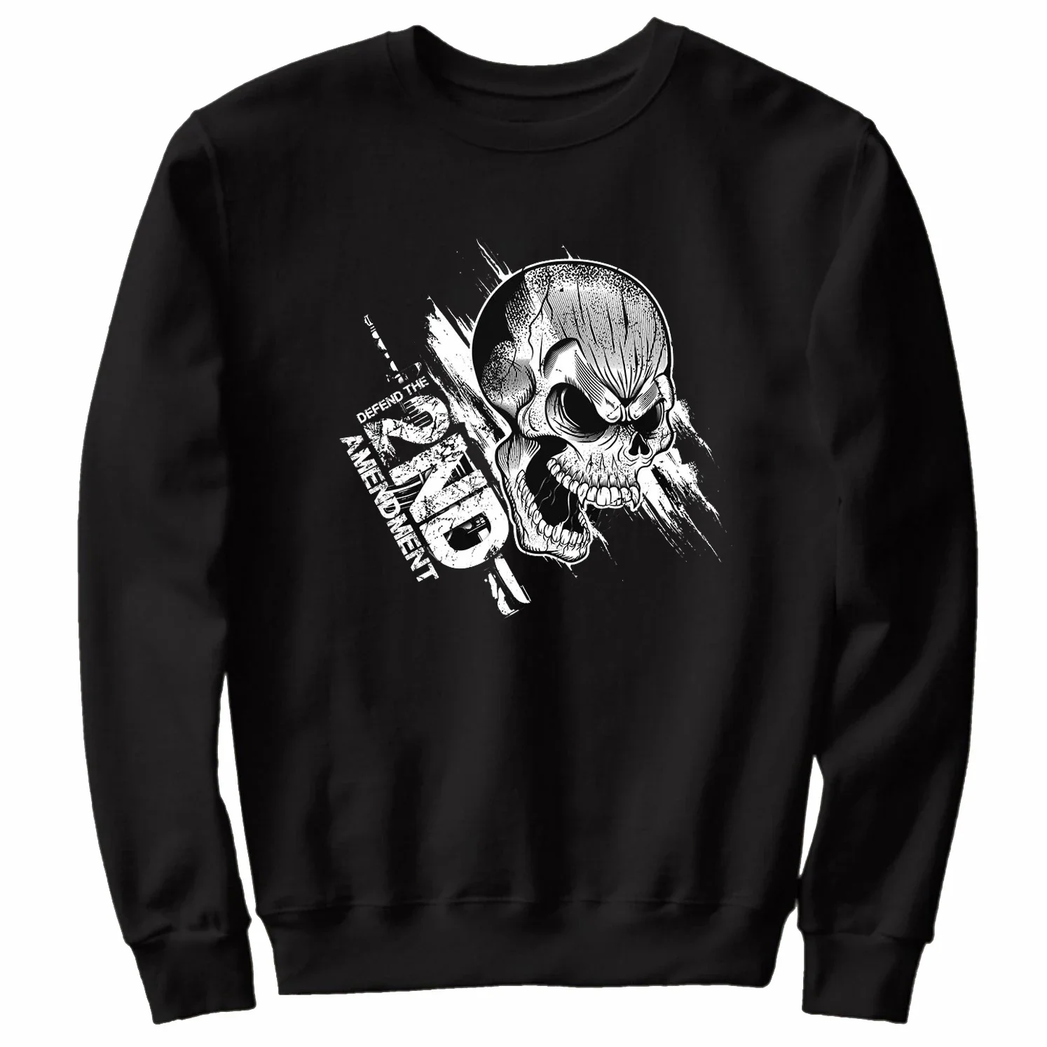 Defend The 2nd Amendment Spray Paint Graffiti Skull Sweatshirts 100% Cotton Comfortable Casual Mens Clothing Fashion Streetwear