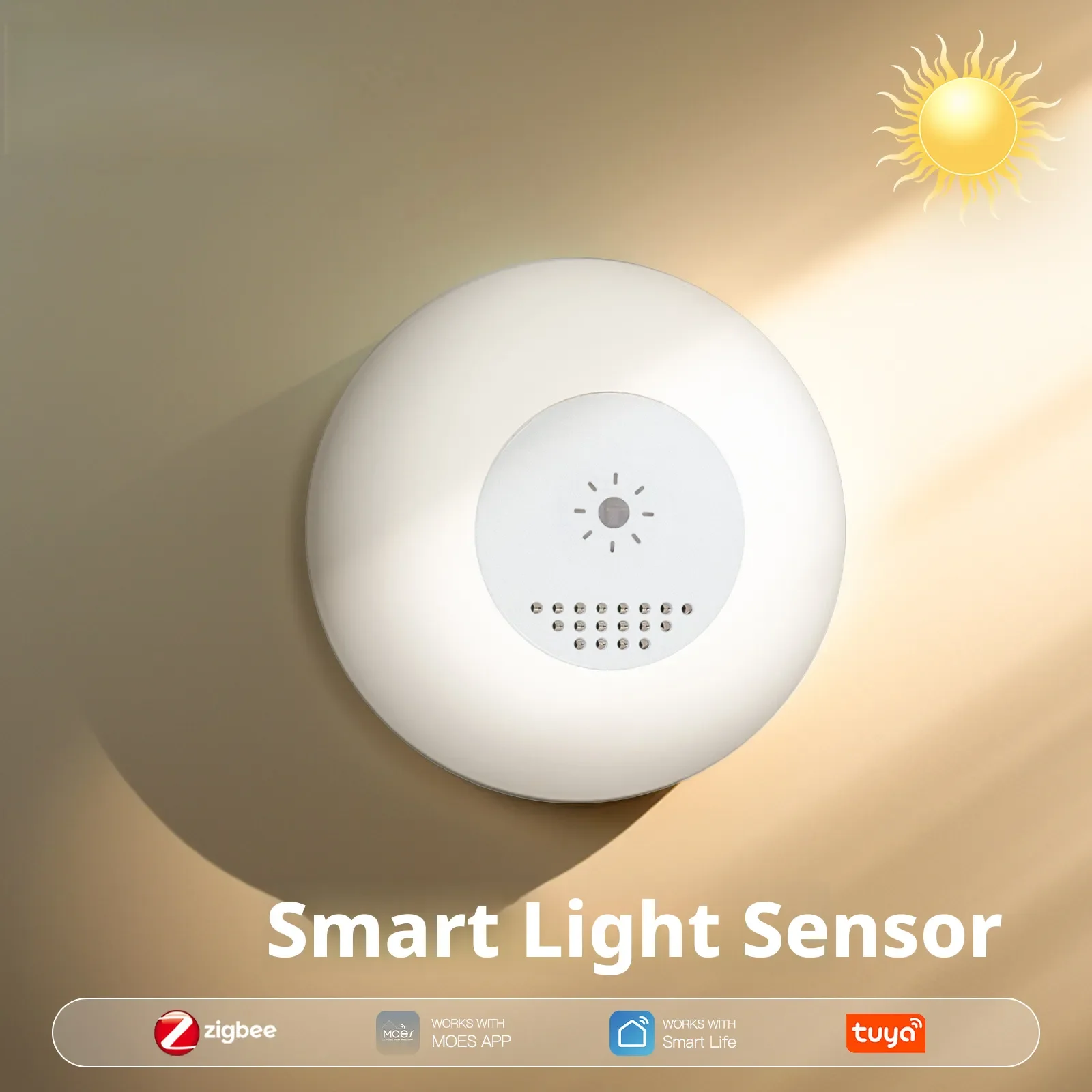 

Умный датчик освещенности Tuya Smart Home с протоколом Zigbee, оповещение о низком заряде батареи, управление через приложение Tuya, детектор яркости