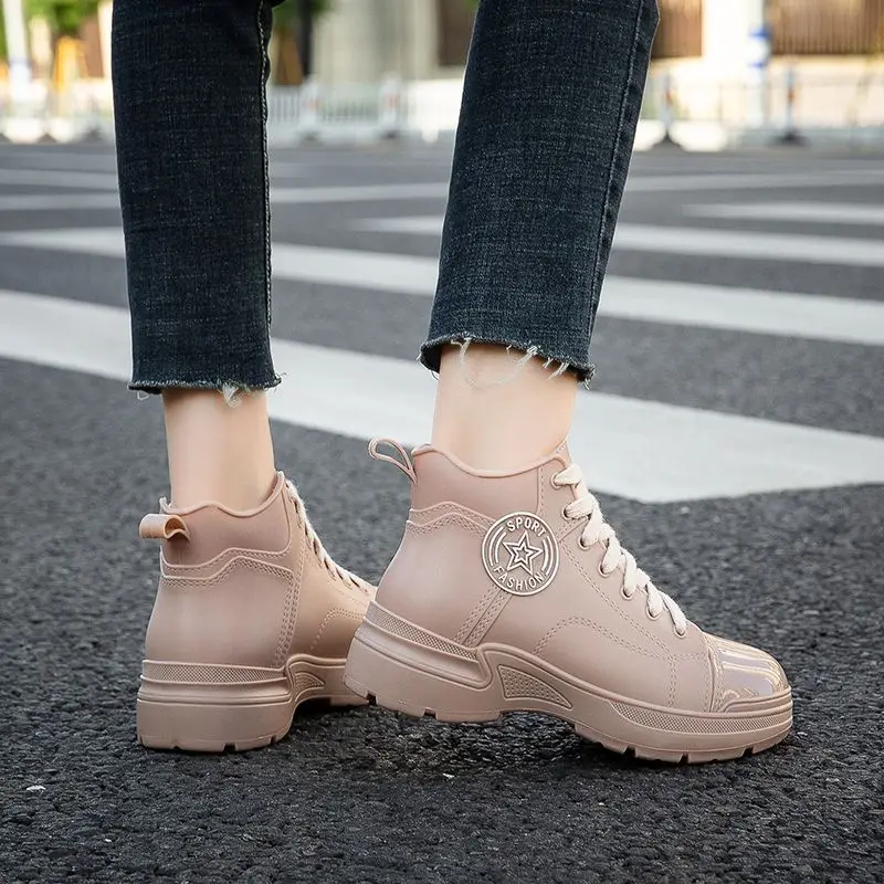New Heavy Duty Thick Bottom Rubber Rain Boots Woman Waterproof Anti-skid Casual Boots for All Seasons Female Water Shoes