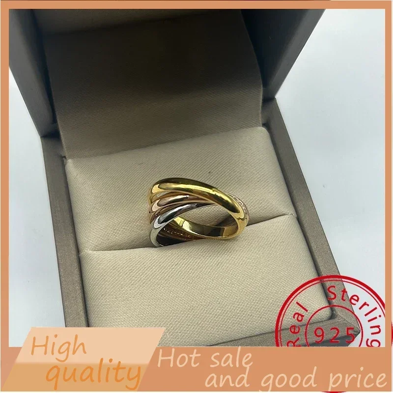 S925  Silver High Quality  Classic Trinity Ring Simple Fashion Luxury Banquet Couple Jewelry