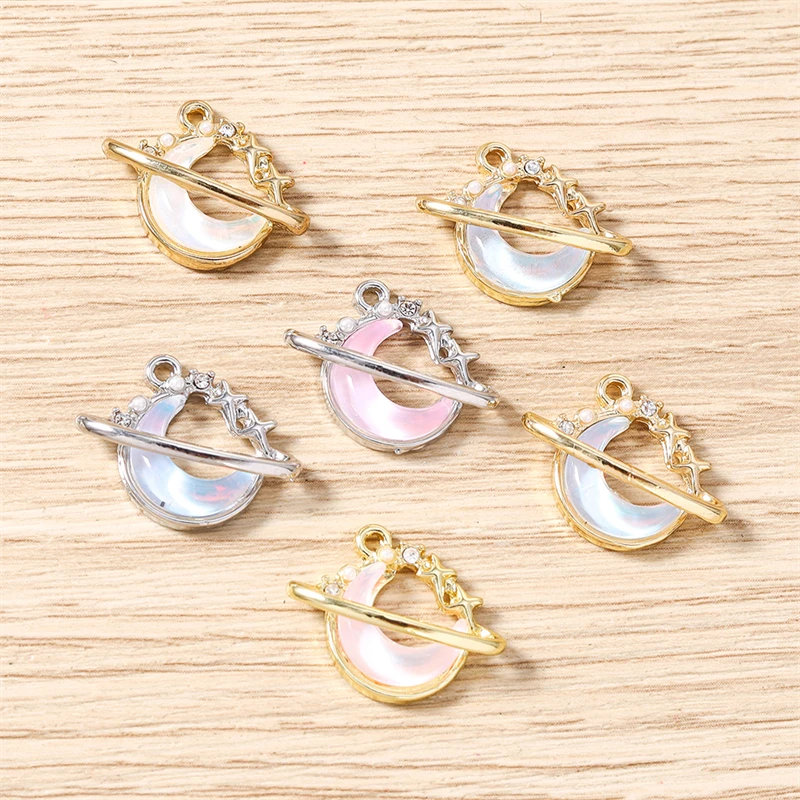 5 Stück 20x15mm Niedliche Kristallmond-Anhänger Passend für Halsketten, Ohrringe, Armbänder, DIY Handgemachtes Kunsthandwerk, Schmuckherstellungszubehör – Detail 3