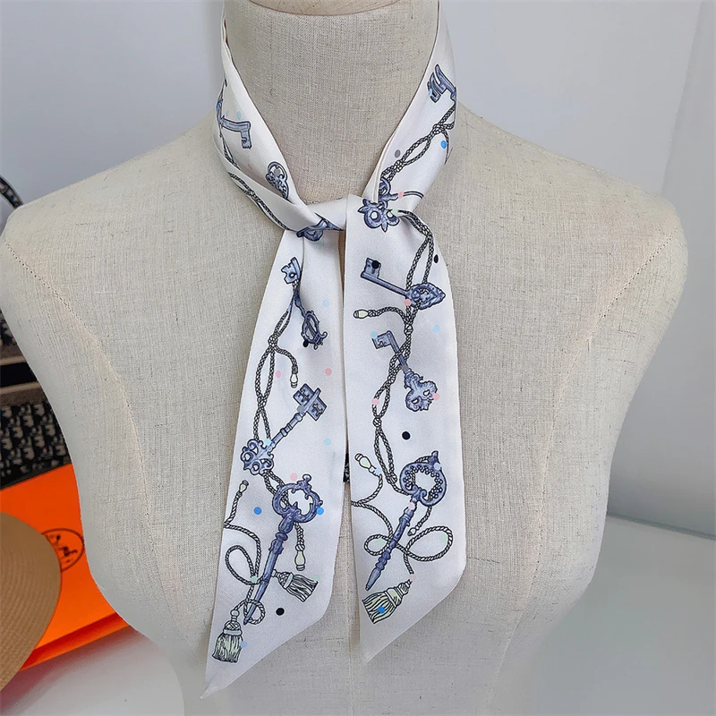 New Small Long Silk Scarf Women Luxury Fashion Hairband Bag Accessories Ribbon Ladies Neck Scarf Girl\'s Headscarf Headband