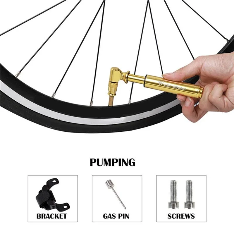 130PSI Mini Bicycle Pump Aluminum Alloy Cycling Hand Air Pump Ball Tire Inflator MTB Mountain Road Bike Basketball Pump