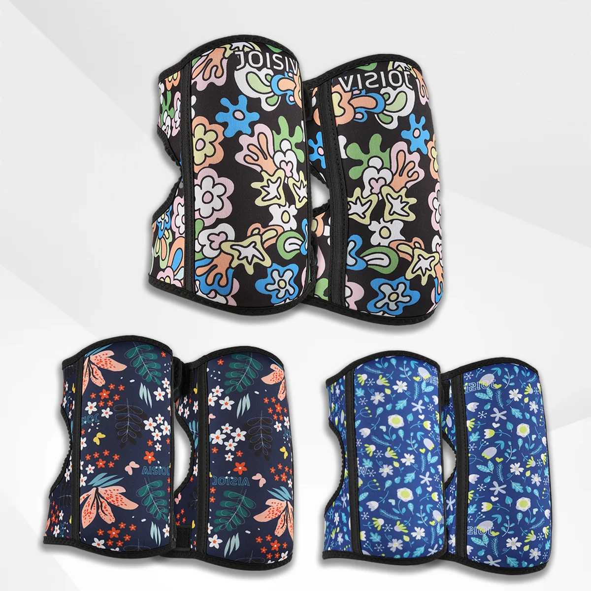 1 Pair of Knee Pads with Floral Patterns,Made of Cotton,Reduces the Pressure and with Adjustable Bukles,for Gardening Work
