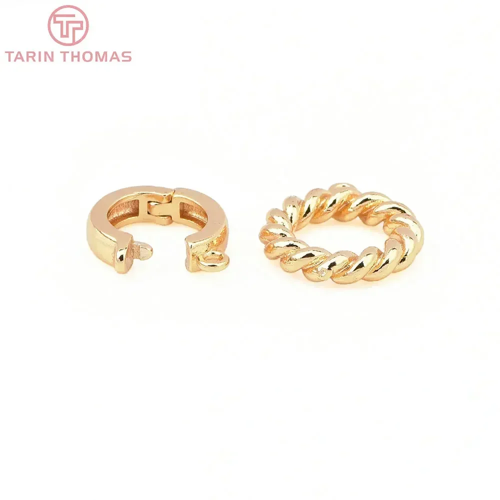 (8618) 6PCS 24K Gold Color Brass Double Loop Necklace Bracelet Connector Clasps High Quality DIY Jewelry Making Findings