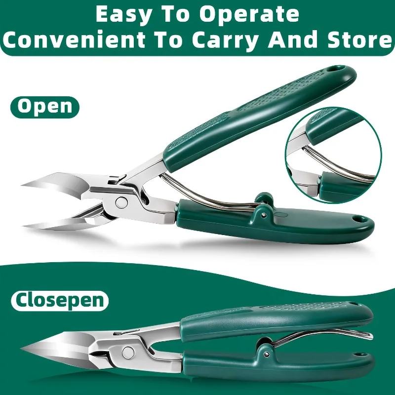 Upgrade Stainless Steel Wide Jaw Opening Anti-Splash Nail Clipper Set of 3pcs, Long Handle Angled Head Toenail Clippers