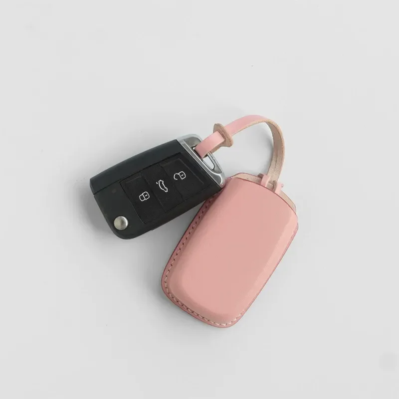 for Volkswagen T-ROC Tayron Sagitar Tiguan X Leather Handmade Custom Car Keychain Women High-end Exquisite Auto Accessories