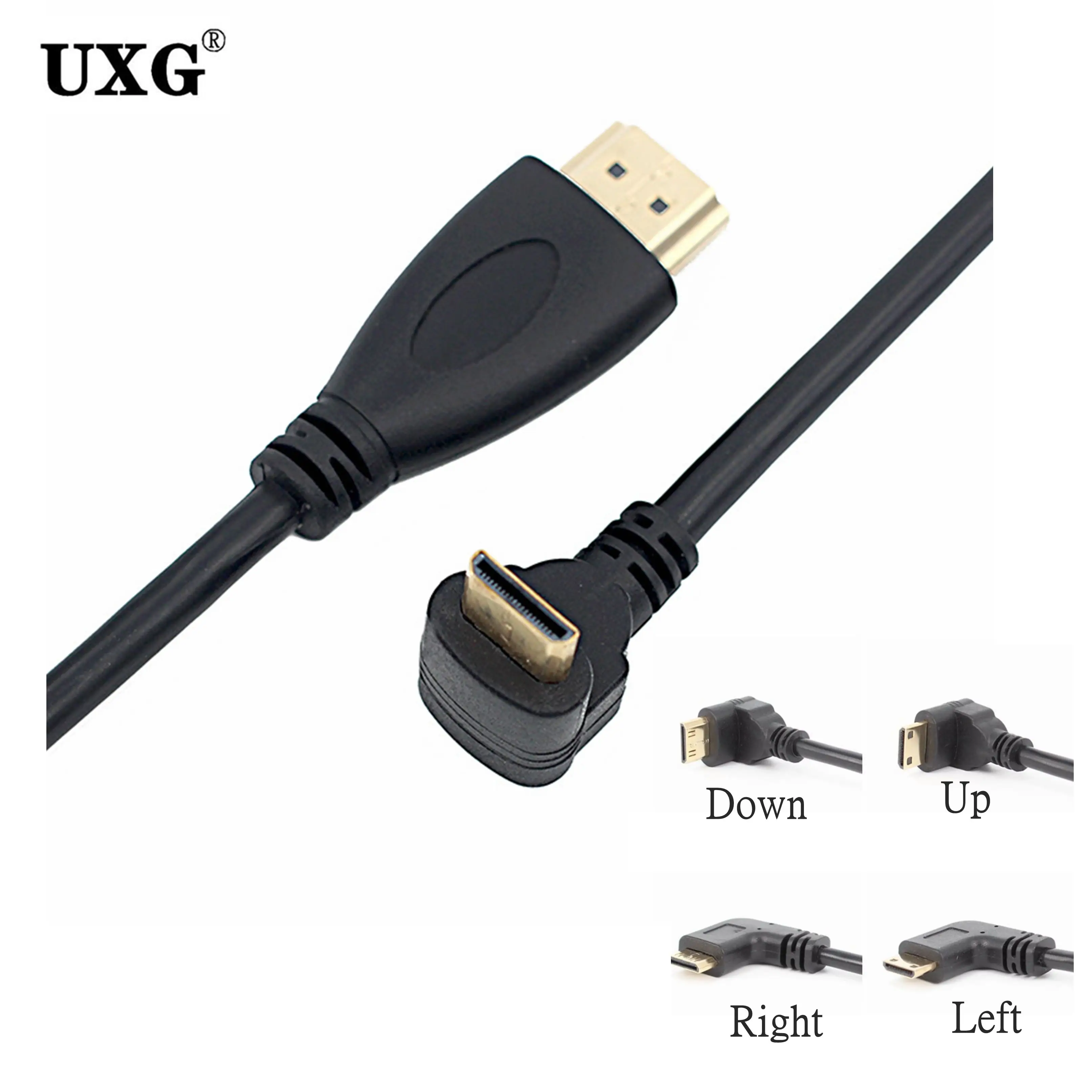 0.5M 90 Degree Up Down Right Angle Mini HDMI-compatible To HDTV Male M/M Cable Connector V1.4 For DSLR Video Camera LCD Monitor