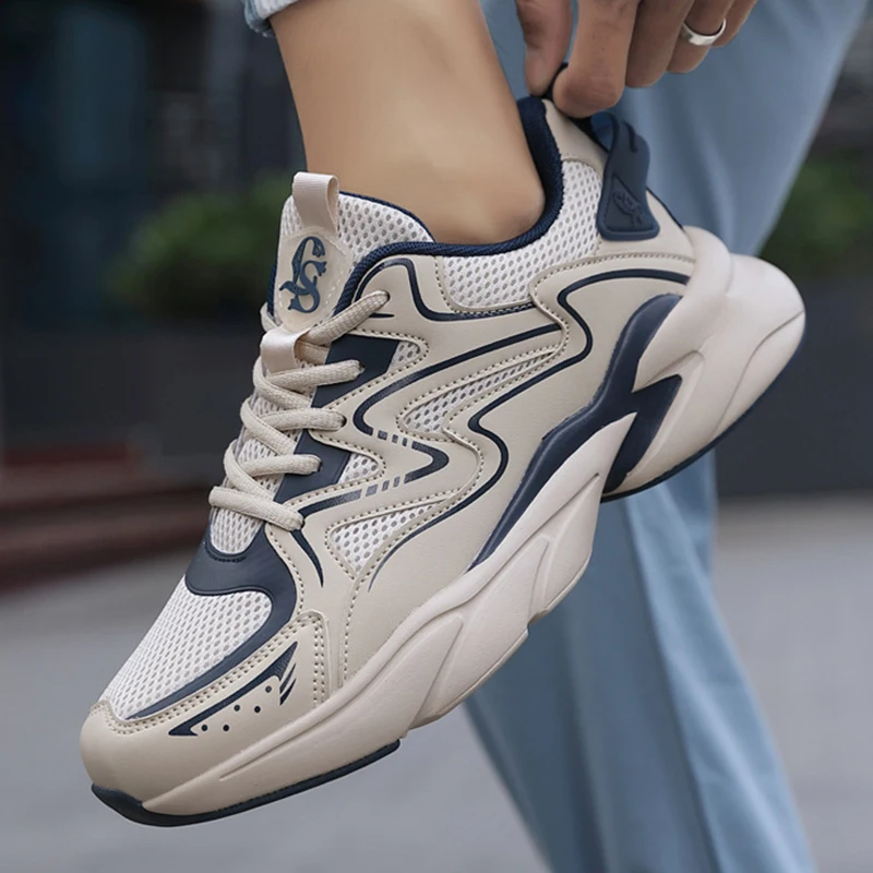 New Men's Breathable Mesh Sports Shoes With Thick Soles And Height Increasing Casual Shoes Suitable For Outdoor Versatile Wear