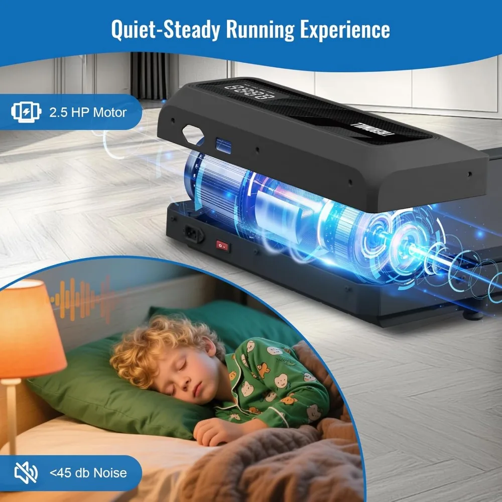 جهاز مشي محمول بقوة 2.5 حصان تحت المكتب مع مقابض يدوية وميل 10% قابل للتعديل للمشي والتمرين