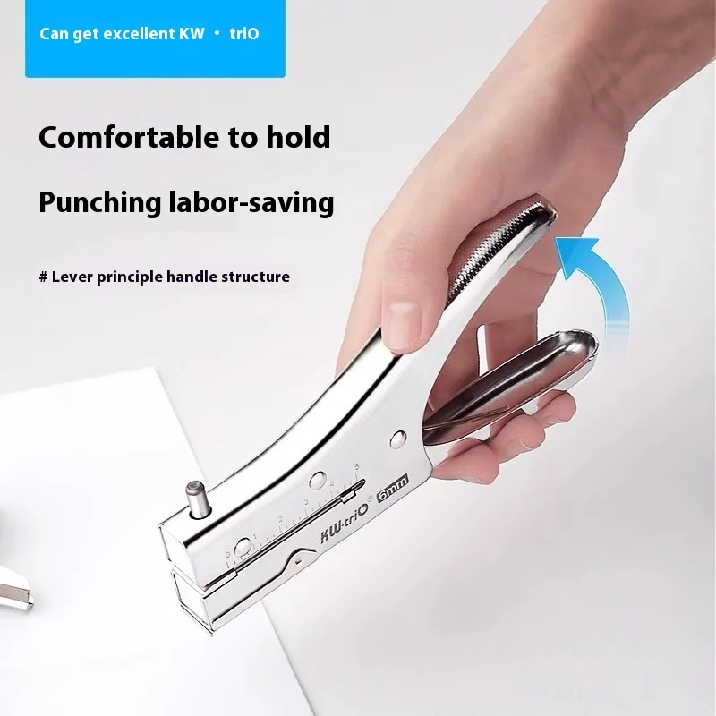 Durable Plastic Metal Construction Handheld 3/6mm Manual Round Hole Puncher with 50mm Paper Feed Depth Single Hole Puncher
