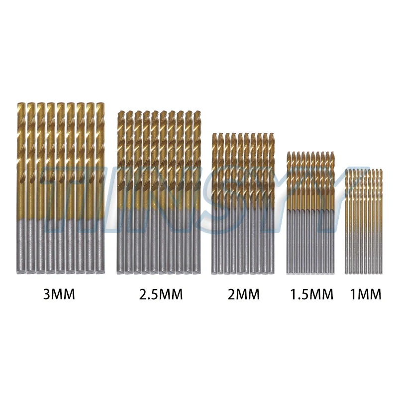 50pc Titanium Plated Twist Drill Set 1-3mm Small Drill Bit Electric Drill Tool DIY Woodwork and Open Drill Bit