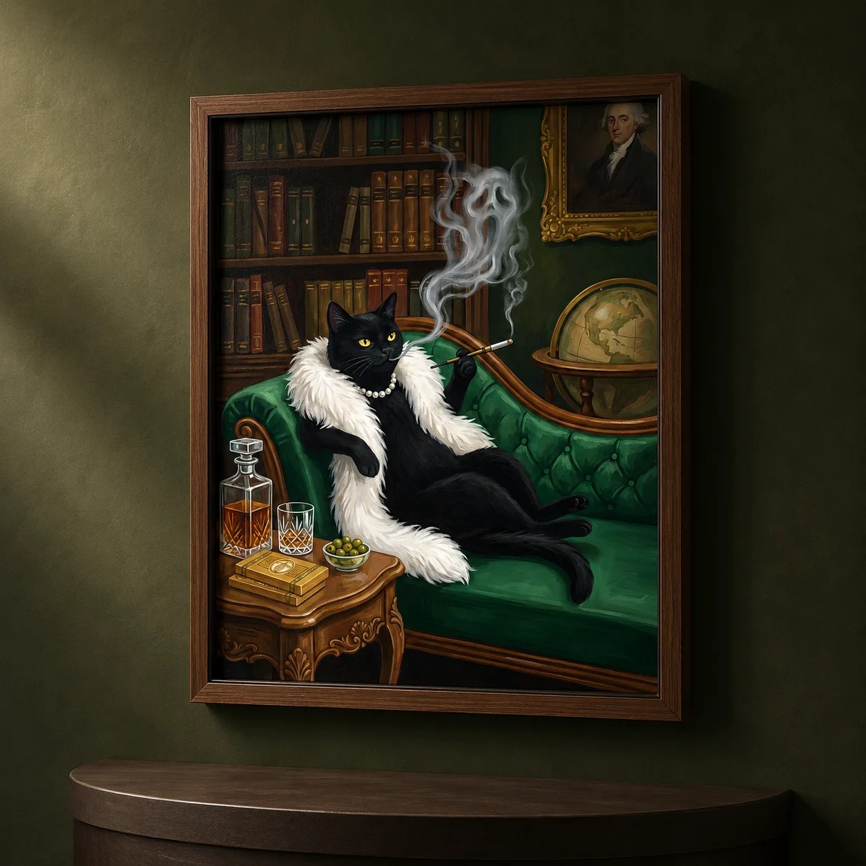 Nordic Wall Art Classy Black Cat and Cigarette Vintage Canvas Painting Modern Style Poster Prints Living Room Wall Decor