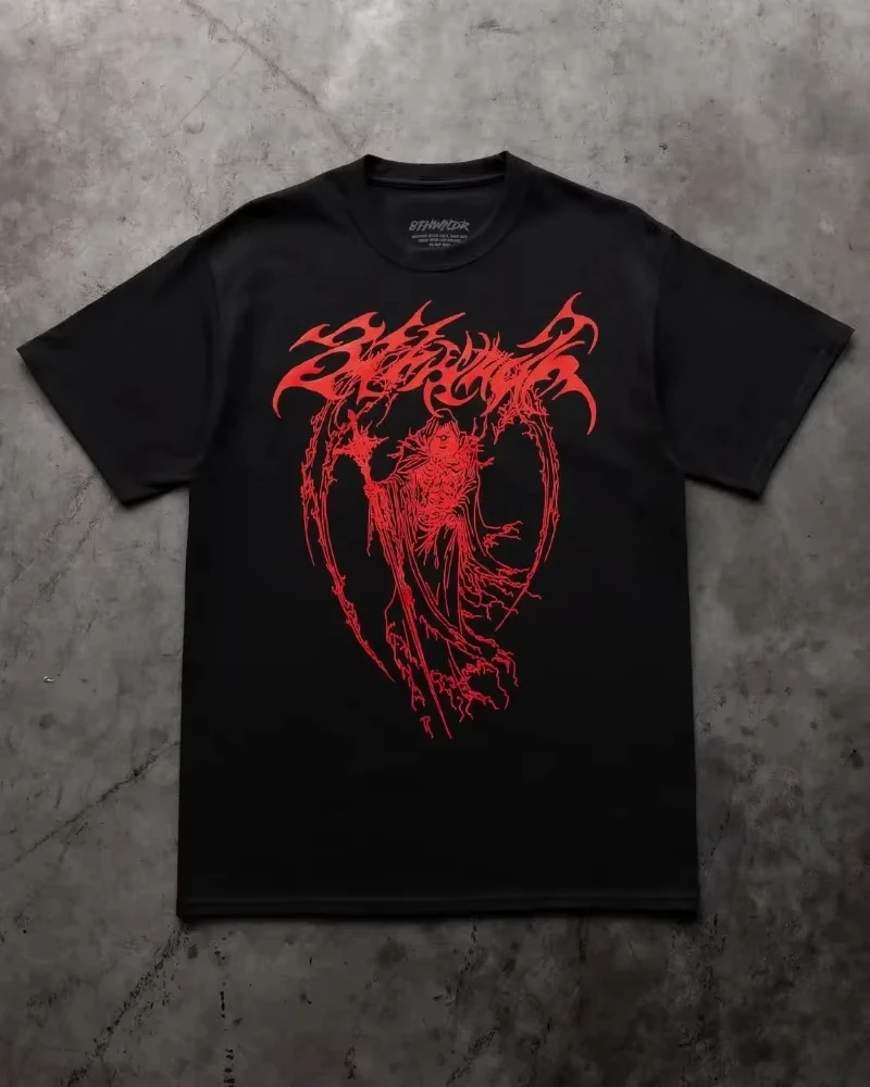 Unisex T Shirt Men Women Dark Oversized Cotton Tee Skull Print Workout Gym Top Streetwear Fitness Clothing Alternative Fashion