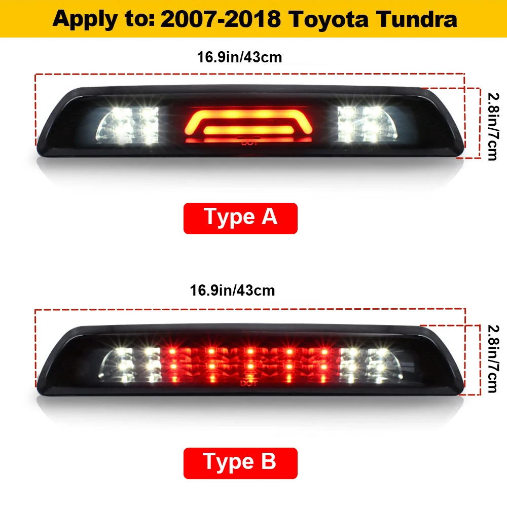 For Toyota Tundra 2007-2018 Third 3rd Tail Brake Light Reverse Cargo Lamp High Mount Pickup Taillight Stop Rear Lamp Accessories