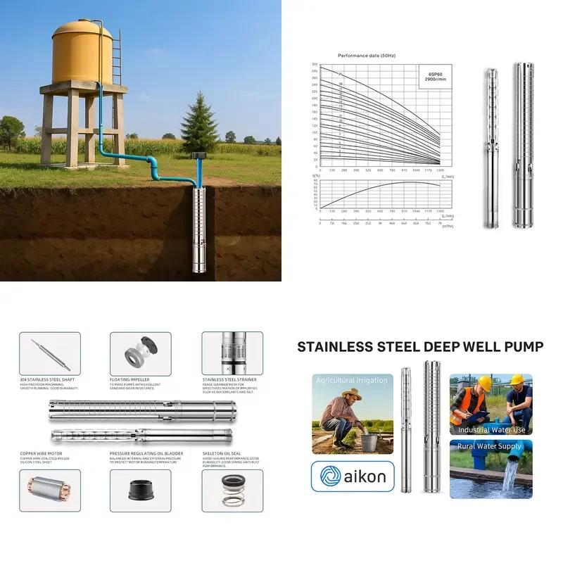 for 6Sr35 10HP Stainless Steel Submersible Pump for Deep Hole Irrigation System Agricultural Water Supply Fully Automatic