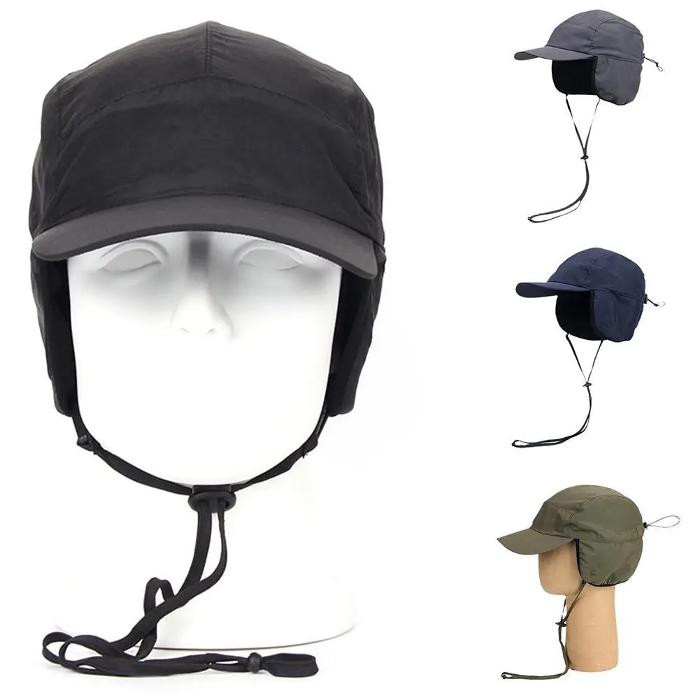 Cappelli invernali da uomo regolabili Berretto da baseball con paraorecchie foderato in pile caldo leggero impermeabile per berretto da sci da neve