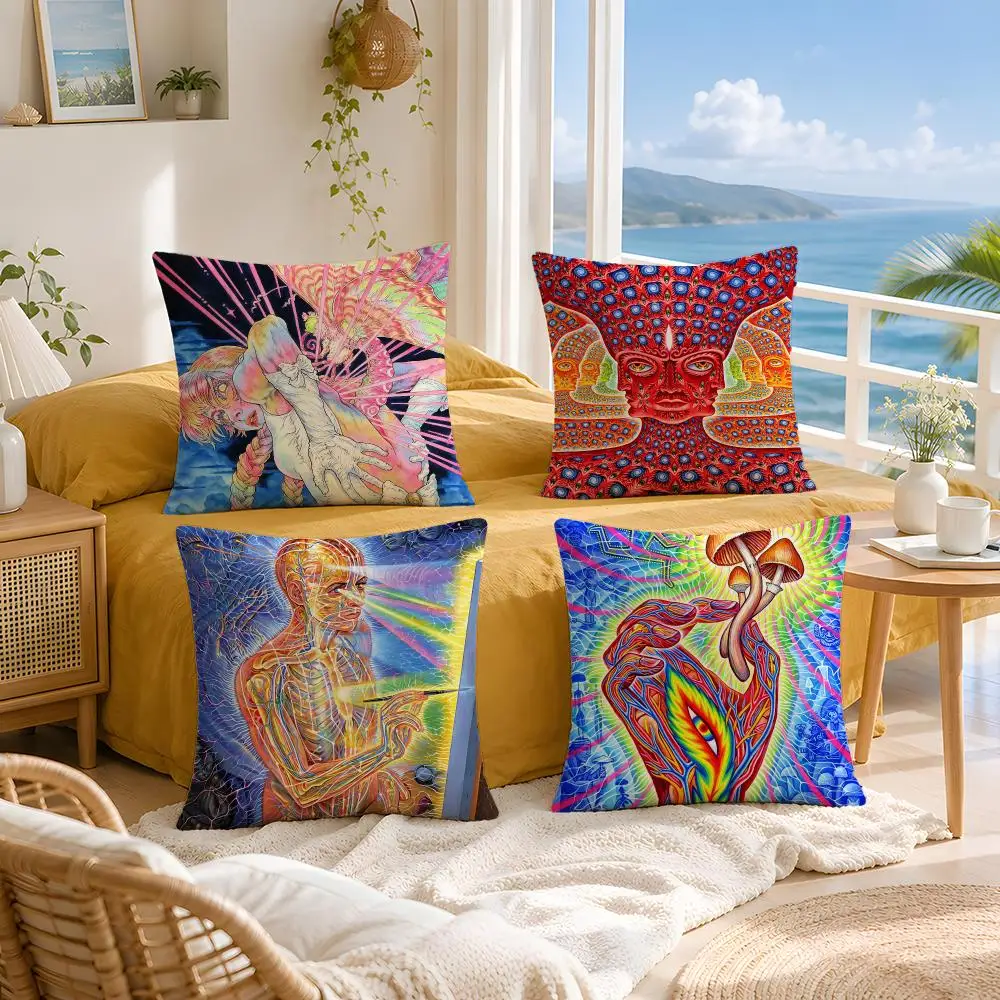 Artist Alex Grey Cushion Cover Throw Pillow Short Plush Fresh Natural Cushion for Living Room Sofa Ornament Present Gift