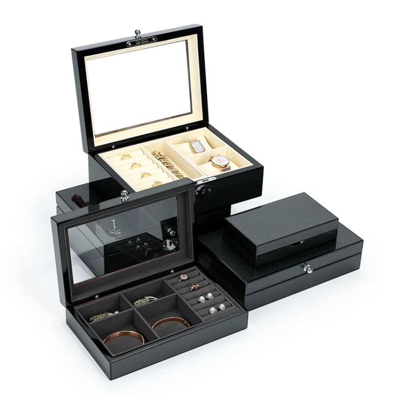 Jewelry box, high-end and exquisite gift jewelry box, lacquer jewelry ring, necklace, jewelry collection and storage box