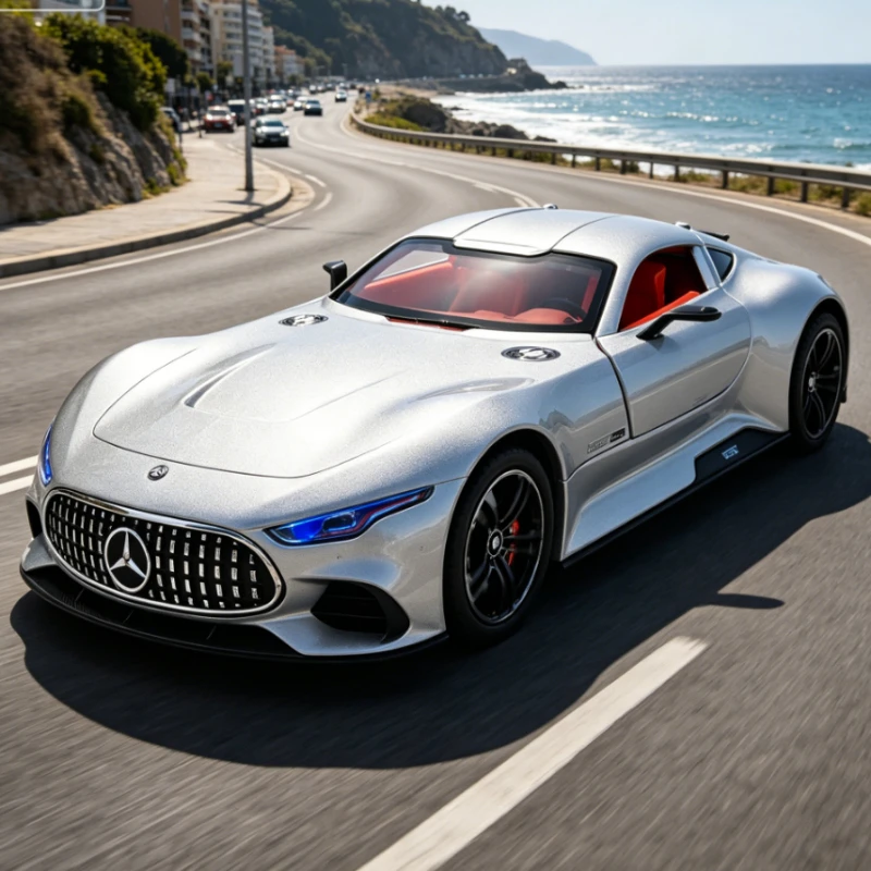 

High Simulation 1:24 Vision GT Alloy Car Pull Back Light Sound Spray Feature Cool Creative Birthday Present For Boys