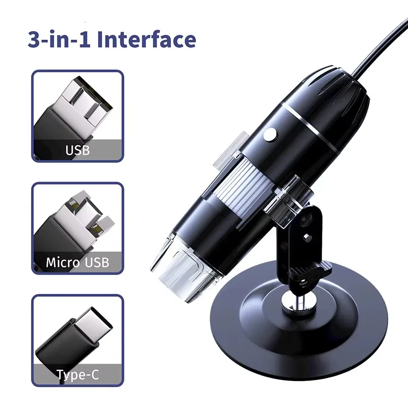 مجهر أحادي العين محمول لنظام Android وPC 1600X HD 1080P مجهر رقمي لإصلاح PCB