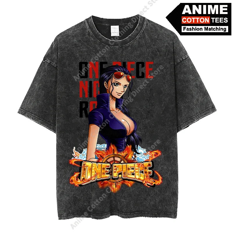 

Anime ONE PIECE - Flower-Flower Fruit Devil's Son · Nico Robin Print T Shirt Cotton Vintage Loose Short Sleeve Men Women Tees