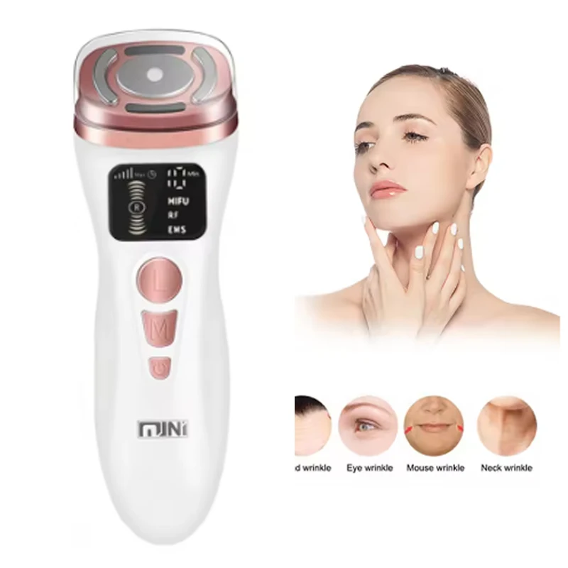 2025 미니 HIFU 2세대 오리지널 EMS RF 초음파 리쥬버네이션 타이트닝 리프팅 테라피 피부 얼굴 관리 LED 주름 방지