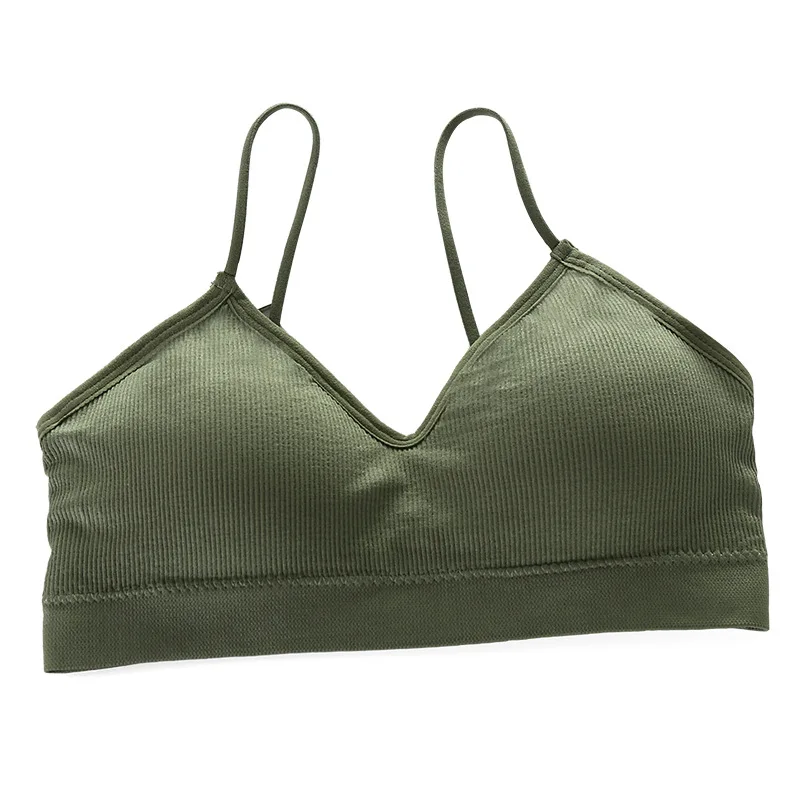 Women's Simple High Elasticity Seamless Backless Crop-Top Bandeau Sports Yoga Straps Vest Bottoming Underwear