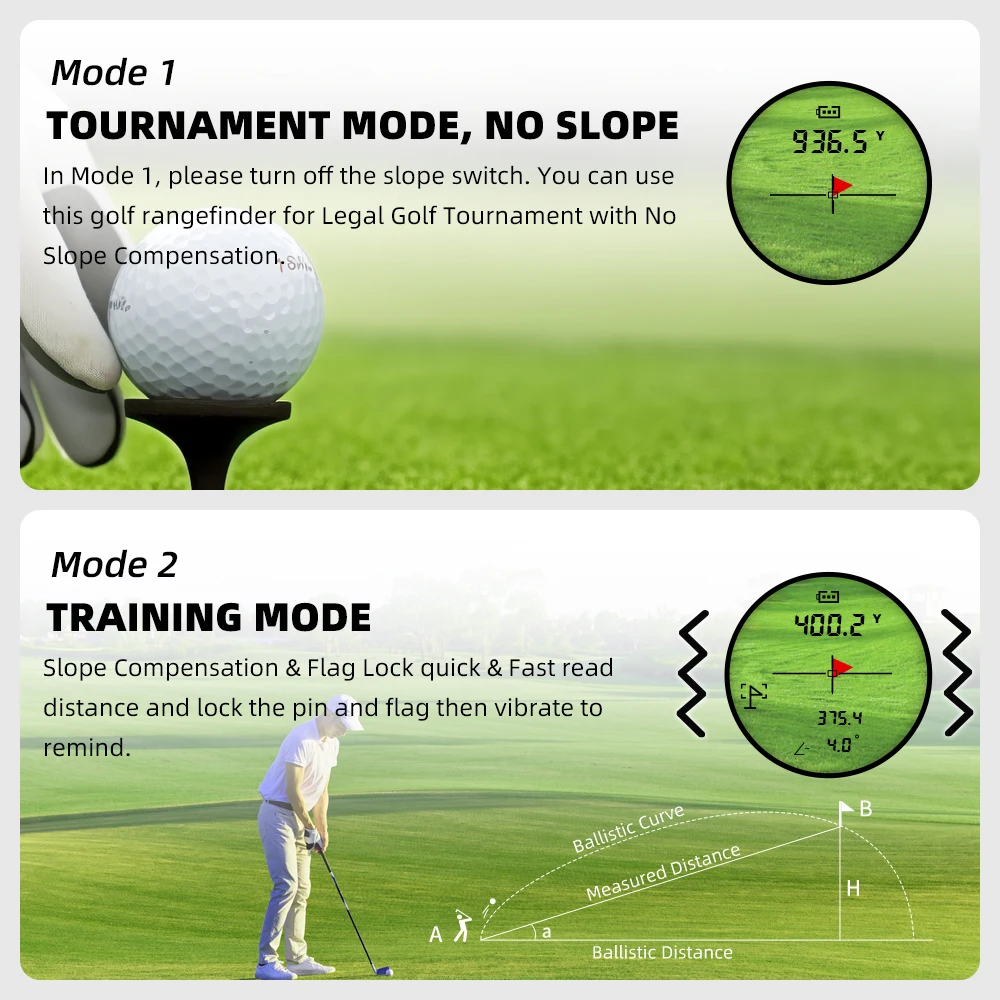 REVASRI 650 ياردة جهاز تحديد المدى الصغير للجولف مع مفتاح منحدر وشريط مغناطيسي وقفل العلم الاهتزاز 6X التكبير شحن من النوع C #6