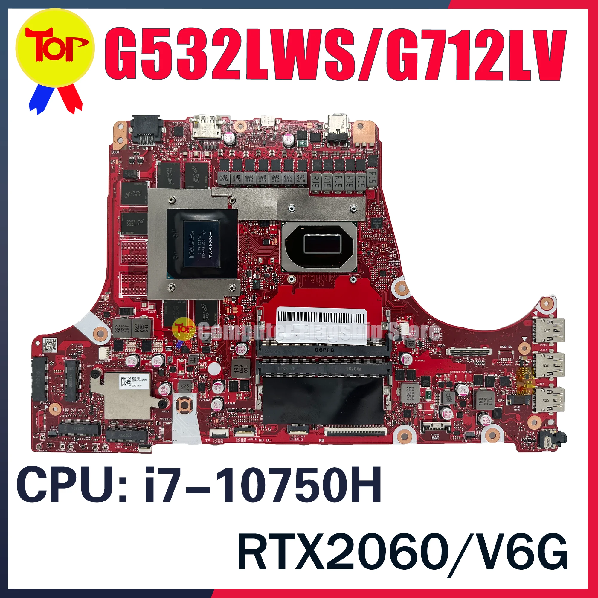 Imagem -02 - Placa-mãe Kefu-laptop para Asus G532lws G712lv G712lv Mainboard w I710750h Gtx1660ti Rtx2060 Rtx2070