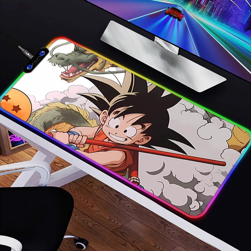 

LED RGB Mouse Pad Rubber Mousepad Pattern Game Pad Dragon Ball PC Accessories Desk Mat Non Slip Table Mat Office HD Keyboard Pad