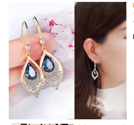 Fashion long middle-aged triangle earrings, women's diamond earrings, gemstone blue new style