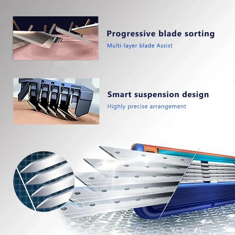 ماكينة حلاقة يدوية برأس ماكينة حلاقة مكونة من 5 طبقات، ماكينة حلاقة يدوية كلاسيكية بحافة مزدوجة من الفولاذ المقاوم للصدأ #3