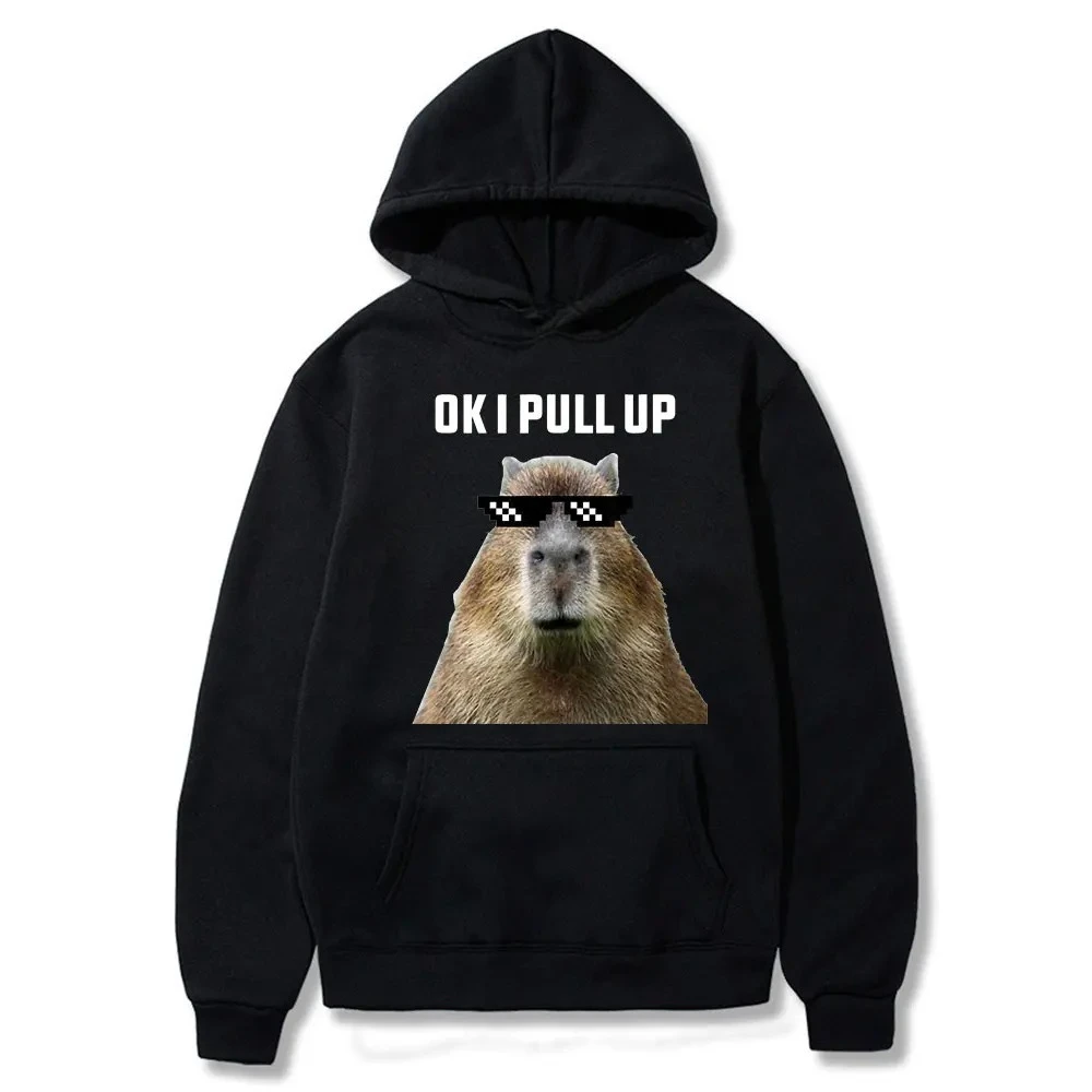 Funny Ok I Pull Up Capybara Print Women Hoodie Trendy Daily Oversize Hoodie Comfortable Pullover Cost-effective Women's Clothing
