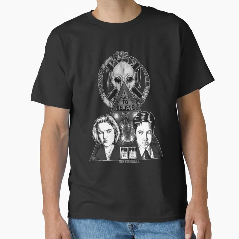 

I WANT TO BELIEVE Retro Sci fi The X-Files Alien Gift T shirt for man 100% cotton printed tee Large size Tops Graphic Clothes