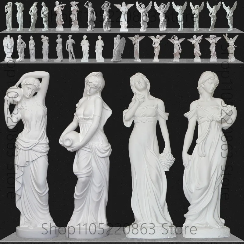 White Angel Ornament Art Character Resin Statue Courtyard Park Living Room Balcony Decoration Crafts Garden Statues & Sculptures
