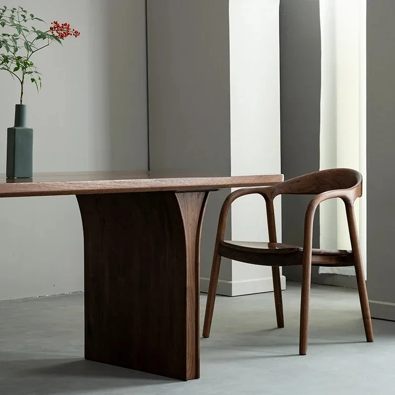 

Североамериканский обеденный стол из массива дерева черного ореха, ресторанный длинный стол, островная платформа, большой стол из массива дерева в скандинавском стиле