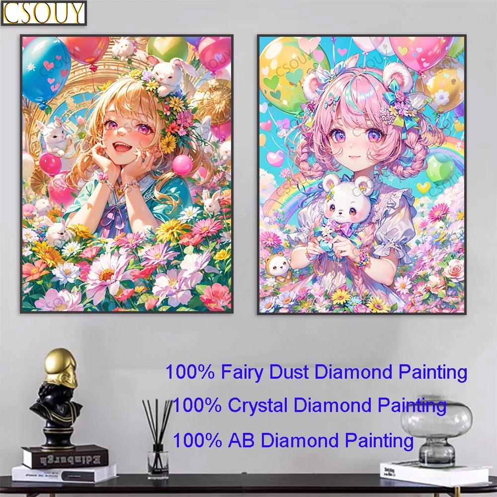 

Fantasy Flower Elements 100% Fairy Dust Square Diy Diamond Painting Cross Stitch Embroidery Mosaic Home Decor Needlework Crystal