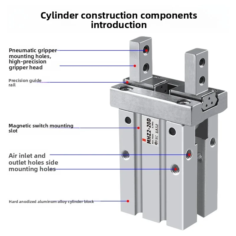 Pneumatic finger claw cylinder double action