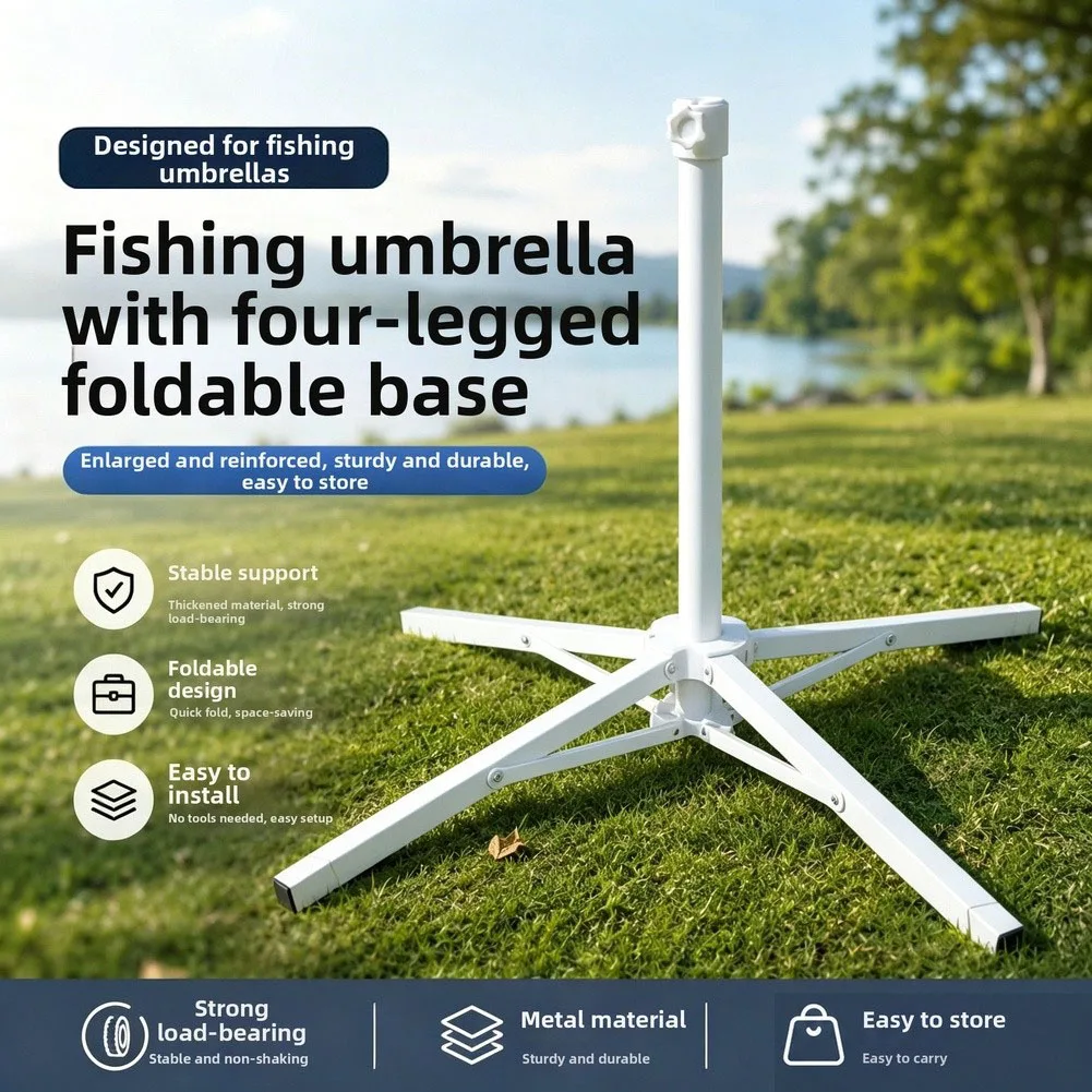 

4-Legged Foldable Heavy High Carbon Steel Umbrella Stand Fishing Umbrella Base Stable Portable Umbrella Fixing Base Fishing Part