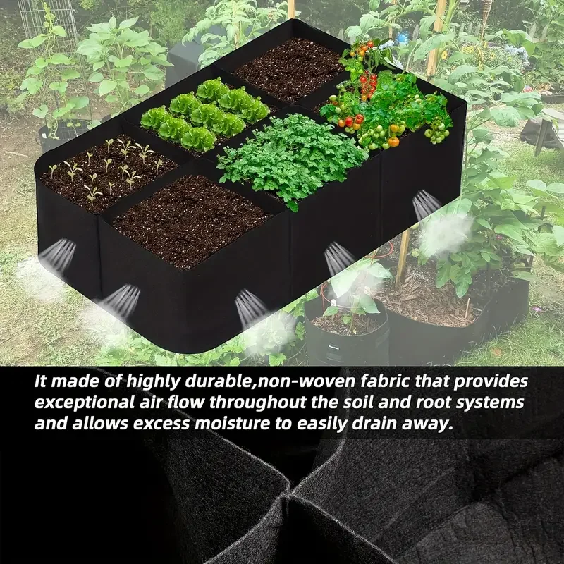 1pcs,6 Grids Plant Grow Bags,Breathable Planter Raised Beds For Growing Vegetables Potatoes ,Contai,For Outdoor Indoor Gardening