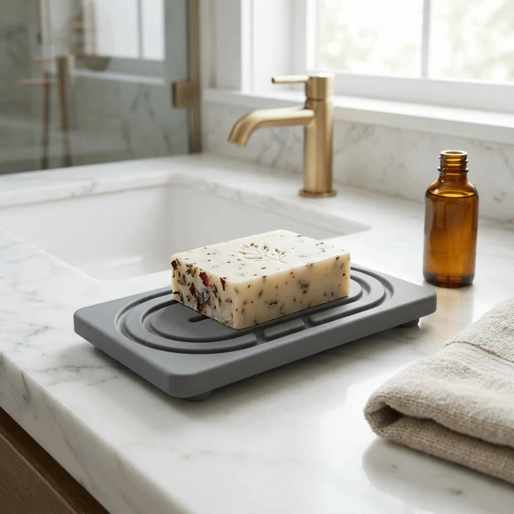 2pcs Absorbent Diatomaceous Earth Tray Set Quick Drying Natural Hand Soap Holder Multi-Functional Minimalist Soap box